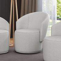 Poltrona Decorativa Orgânica Fixa Para Sala Malu Bouclê Cinza M11 - D'rossi - 1