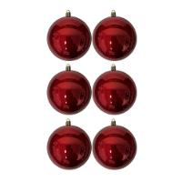 Jogo 6 Bolas De Natal Vermelho Premium 8cm Brilho Espelhado Com Cordão Para Pendurar - 5