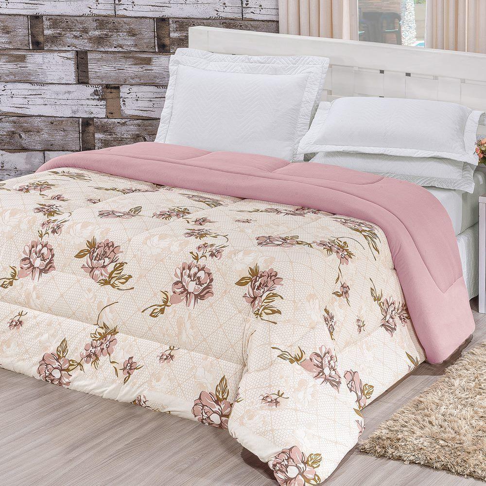 Edredom 2,60m X 2,40m + Jogo De Cama Malha Quality King 04 Peças 100% Algodão - Rosê - 4