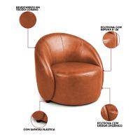 Poltrona Decorativa Orgânica Kit 2 Lua Sintético Pu D03 - D'rossi Bege - 3