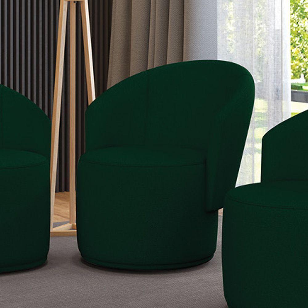 Poltrona Decorativa Orgânica Fixa Para Sala Malu Bouclê Verde M11 - D'rossi - 1