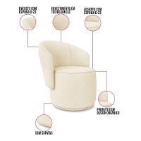 Poltrona Decorativa Orgânica Fixa Para Sala Kit 2 Malu Bouclê M11 - D'rossi Rose - 3