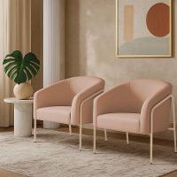 Poltrona Sala Industrial Alta Champanhe Kit 2 Stella Veludo D03 - D'rossi Rose - 1