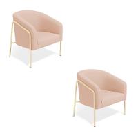 Poltrona Sala Industrial Alta Champanhe Kit 2 Stella Veludo D03 - D'rossi Rose - 2