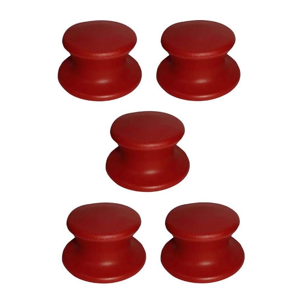 Kit 5 Pegador Puxador Tampa Vidro E Ferro Panela Vermelho - 1