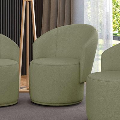 Poltrona Decorativa Orgânica Fixa Para Sala Malu Bouclê Pistache M11 - D'rossi