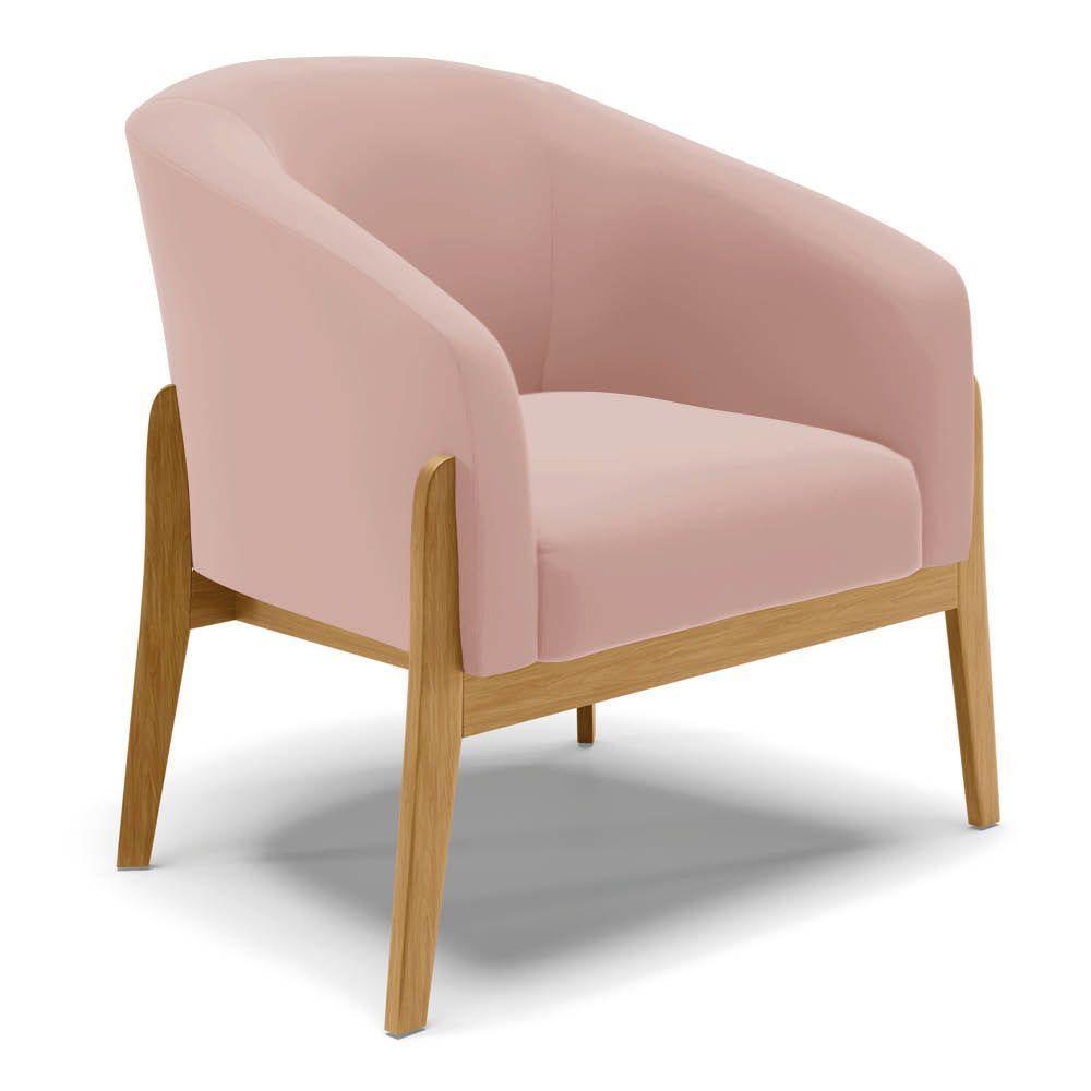 Poltrona Stella Veludo Rosê Base Madeira Castanho D03 - D'rossi - 2