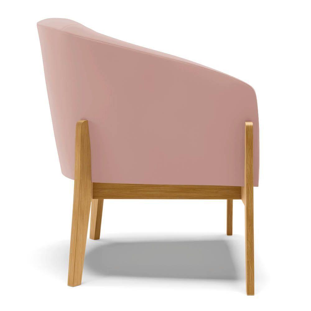 Poltrona Stella Veludo Rosê Base Madeira Castanho D03 - D'rossi - 6