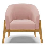 Poltrona Stella Veludo Rosê Base Madeira Castanho D03 - D'rossi - 5