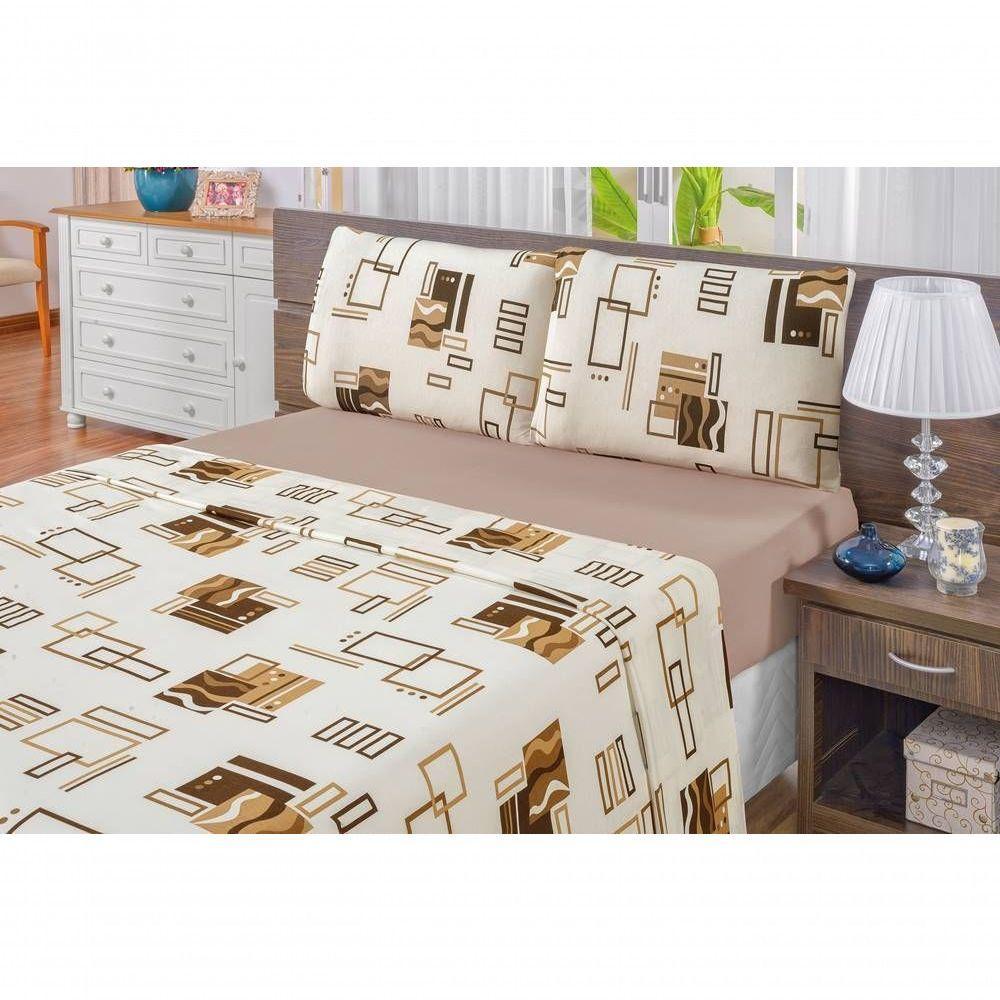 Edredom 2,40 X 2,20m + Jogo De Cama Malha Quality Queen 05 Peças 100% Algodão - Avelã - 6