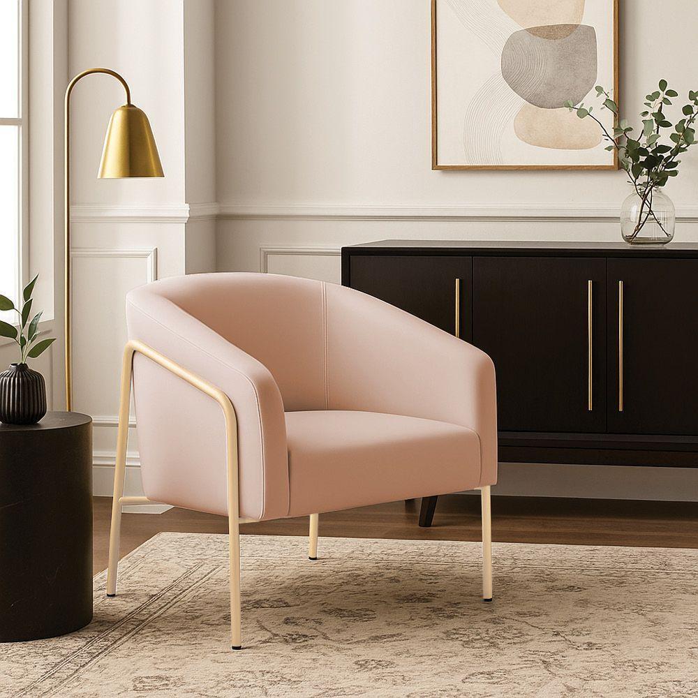 Poltrona Sala Industrial Alta Champanhe Stella Veludo D03 - D'rossi Rose - 1