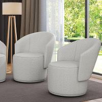 Poltrona Decorativa Orgânica Fixa Para Sala Kit 2 Malu Bouclê Cinza M11 - D'rossi - 1