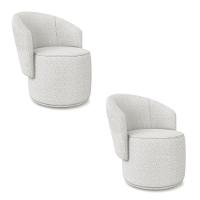 Poltrona Decorativa Orgânica Fixa Para Sala Kit 2 Malu Bouclê Cinza M11 - D'rossi - 2