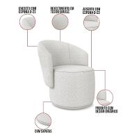 Poltrona Decorativa Orgânica Fixa Para Sala Kit 2 Malu Bouclê Cinza M11 - D'rossi - 3