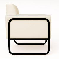 Poltrona Sala Industrial Alta Tubo Preto Kit 2 Elisa Sintético Bege D03 - D'rossi - 7