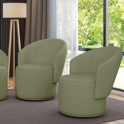 Poltrona Decorativa Orgânica Fixa Para Sala Kit 2 Malu Bouclê Pistache M11 - D'rossi