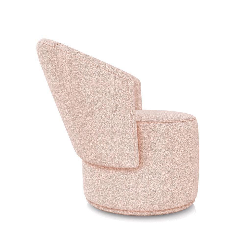 Poltrona Decorativa Orgânica Fixa Para Sala Malu Bouclê Rosê M11 - D'rossi - 6