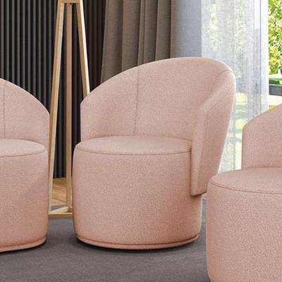 Poltrona Decorativa Orgânica Fixa Para Sala Malu Bouclê Rosê M11 - D'rossi