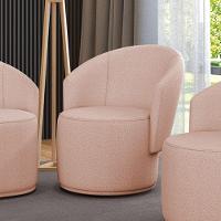 Poltrona Decorativa Orgânica Fixa Para Sala Malu Bouclê Rosê M11 - D'rossi - 1