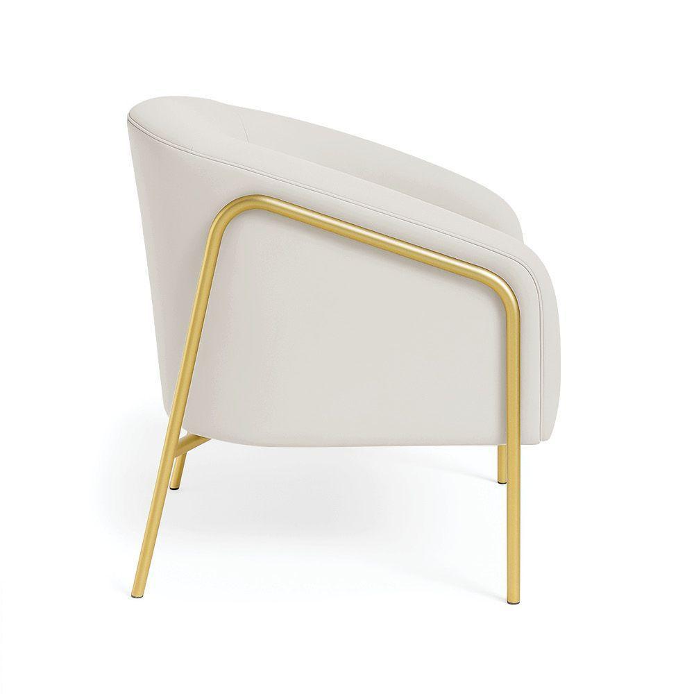 Poltrona Sala Industrial Alta Dourado Kit 2 Stella Veludo D03 - D'rossi Cinza - 6