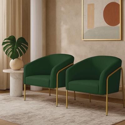Kit 2 Poltronas Sala Industrial Alta Stella Veludo Verde Dourado D'Rossi