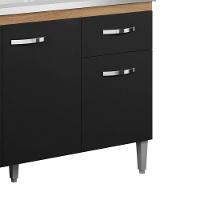 Balcão Gabinete De Pia Cozinha Multiuso 120cm Sem Tampo Gabriela Amêndoa/preto- Mabe Magazine - 3