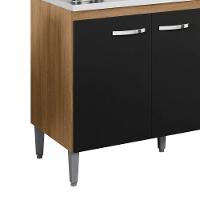 Balcão Gabinete De Pia Cozinha Multiuso 120cm Sem Tampo Gabriela Amêndoa/preto- Mabe Magazine - 4