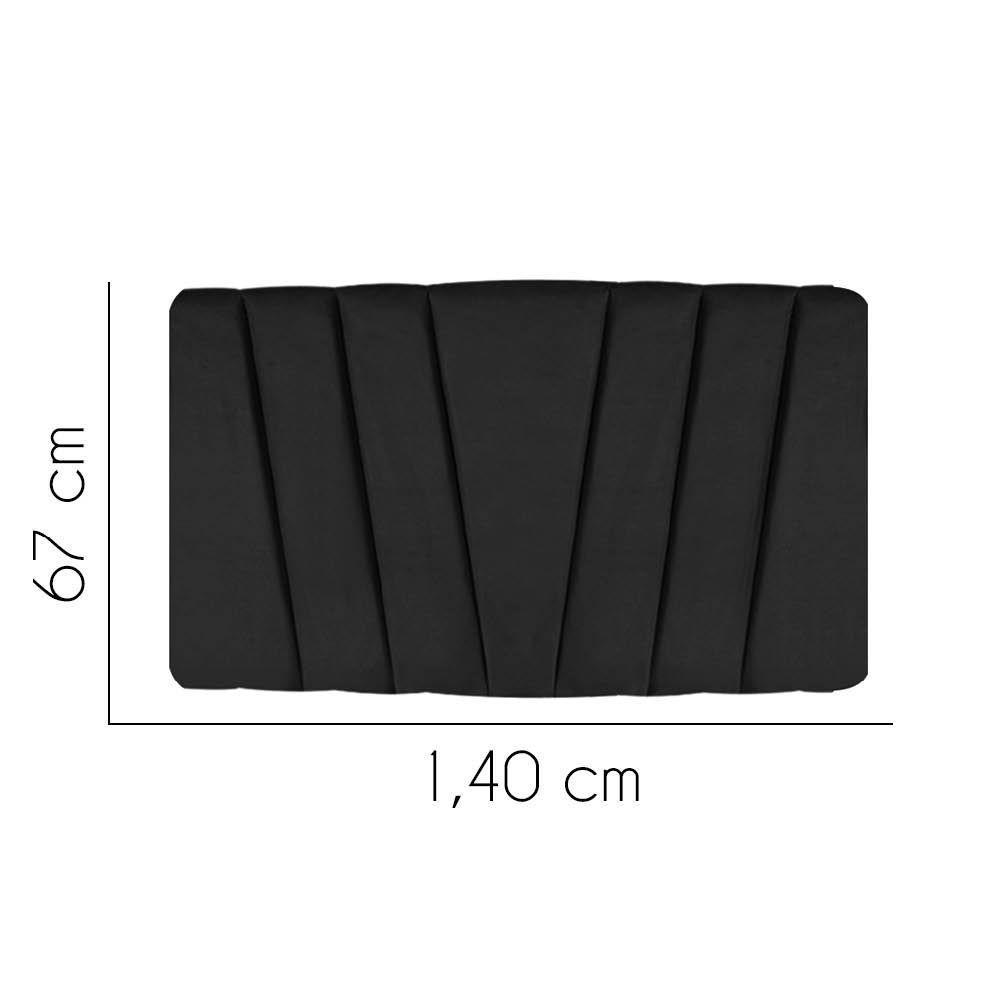 Painel Cabeceira Estofada Bélgica 140cm Cama Box Casal Corino Preto- Mabe Magazine - 2