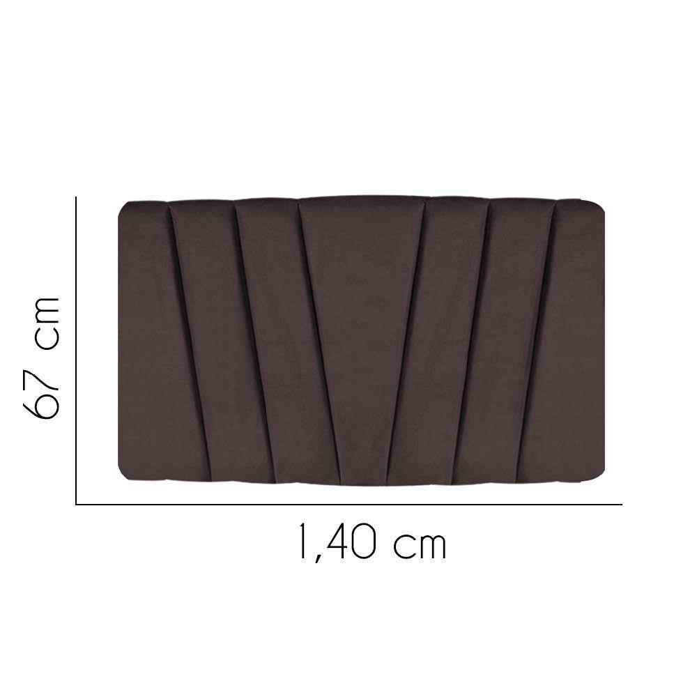 Painel Cabeceira Estofada Bélgica 140cm Cama Box Casal Veludo Marrom- Mabe Magazine - 2