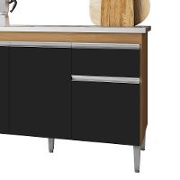 Balcão Gabinete De Pia Para Cozinha Sem Tampo 120cm Tatiane Amêndoa/preto- Mabe Magazine - 3