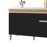 Balcão Gabinete De Pia Para Cozinha Sem Tampo 120cm Tatiane Amêndoa/preto- Mabe Magazine - 4