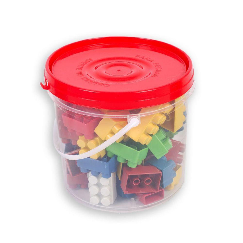 Balde com Blocos de Montar 64 Peças Tampa Vermelha - 2