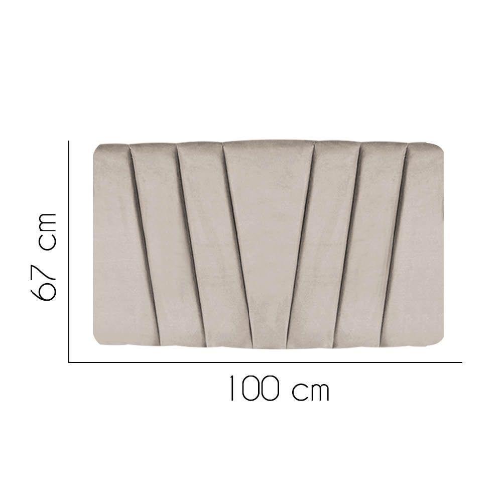 Painel Cabeceira Estofada Bélgica 100cm Cama Box Solteiro Corino Bege- Mabe Magazine - 2