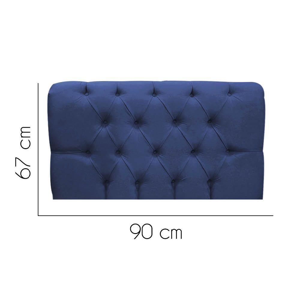 Painel Cabeceira Estofada Paris 90cm Cama Box Solteiro Suede Azul- Mabe Magazine - 2
