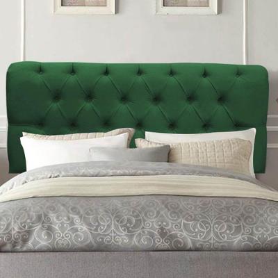 Painel Cabeceira Estofada Paris 195cm Cama Box King Suede Verde- Mabe Magazine