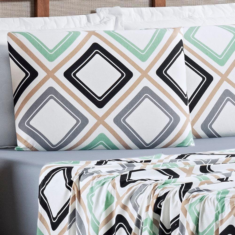 Edredom 2,60m X 2,40m + Jogo De Cama Malha Quality King 05 Peças 100% Algodão - Harmony - 5