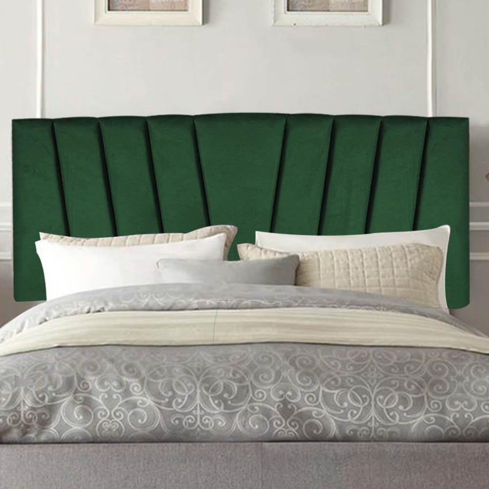 Painel Cabeceira Estofada Bélgica 195cm Cama Box King Veludo Verde- Mabe Magazine - 1