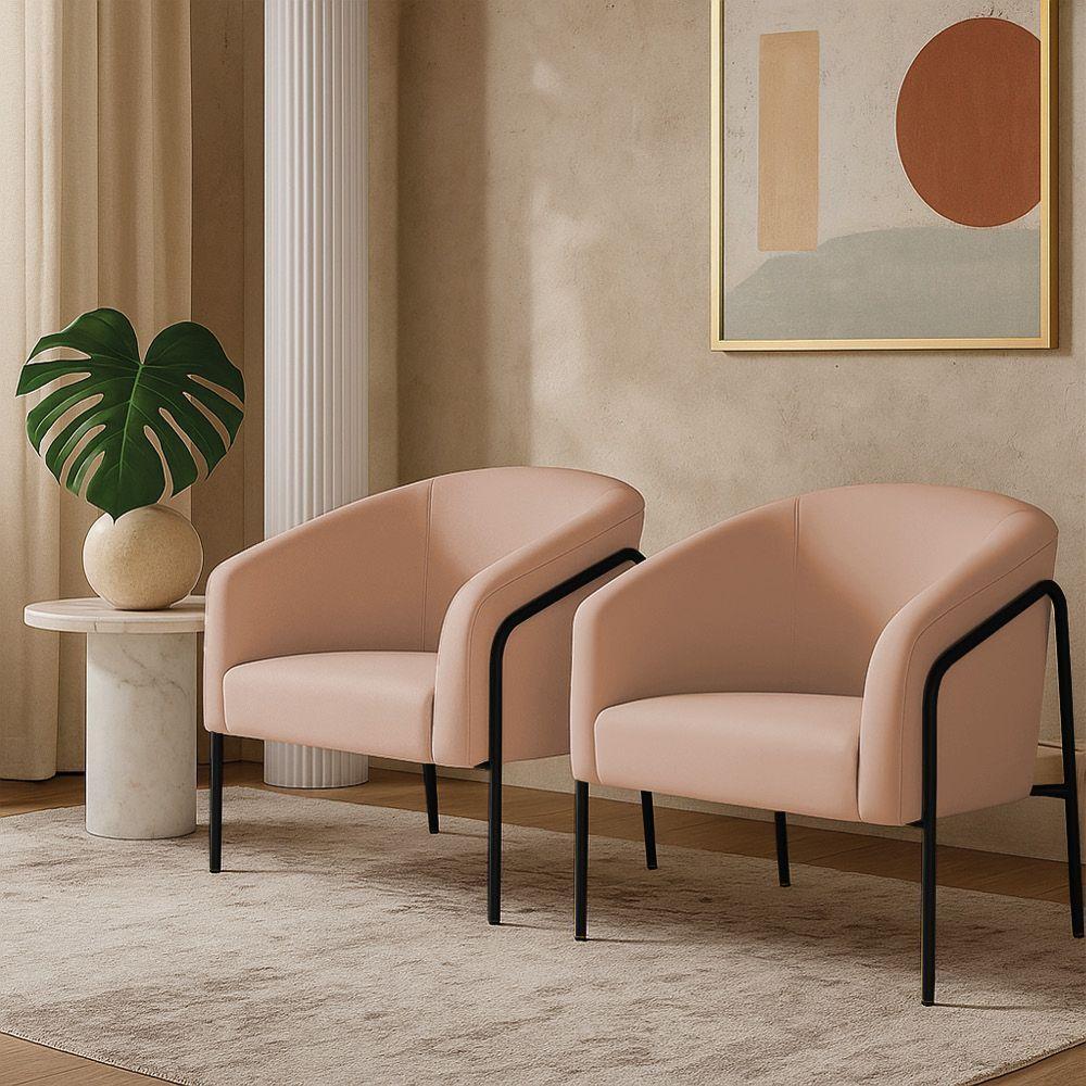 Poltrona Sala Industrial Alta Preto Kit 2 Stella Veludo D03 - D'rossi Rose - 1