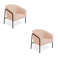 Poltrona Sala Industrial Alta Preto Kit 2 Stella Veludo D03 - D'rossi Rose - 2