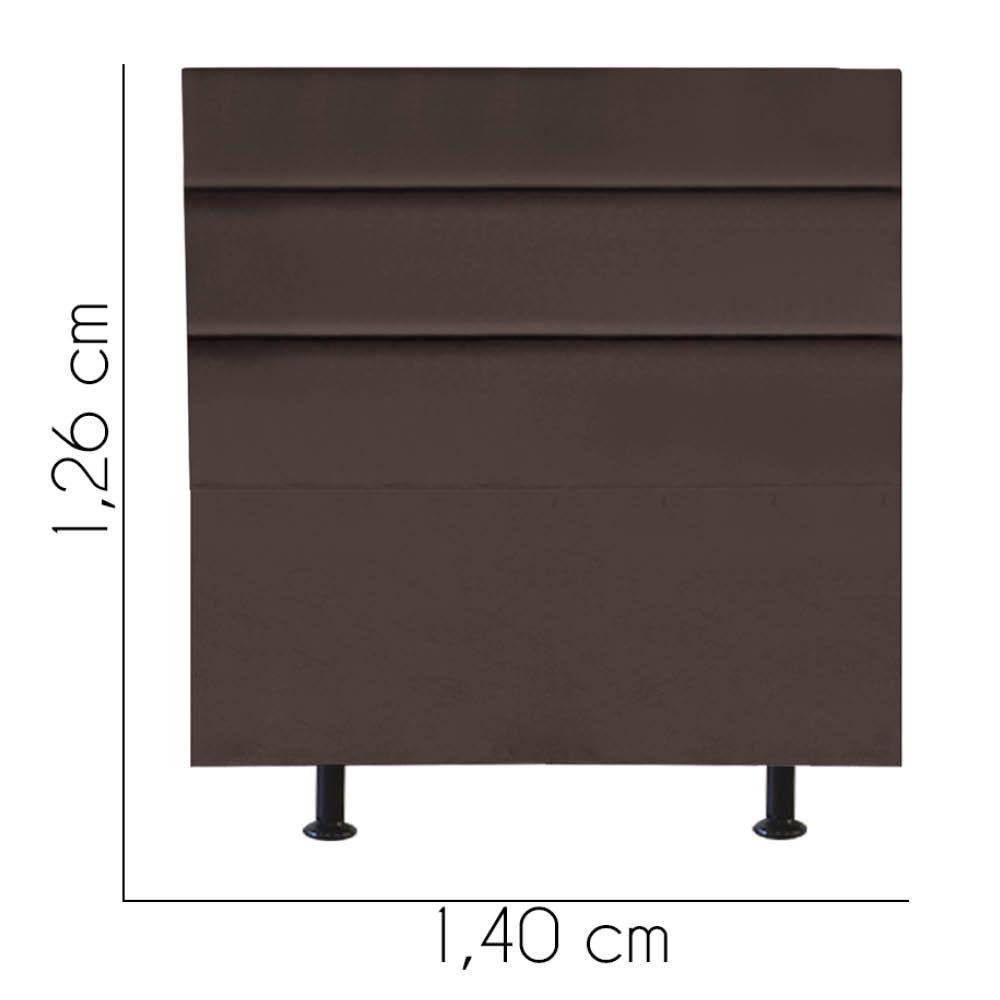 Cabeceira Estofada Cama Box Casal 140cm Argentina Suede Marrom- Mabe Magazine - 3