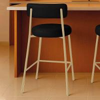 Banqueta Cozinha Alta Com Encosto Industrial Champanhe Londres Pu D03 - D'rossi Cor Preto - 1