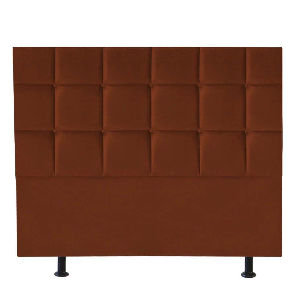Cabeceira Estofada Cama Box Casal King 195cm Espanha Suede Terra Cota- Mabe Magazine - 1