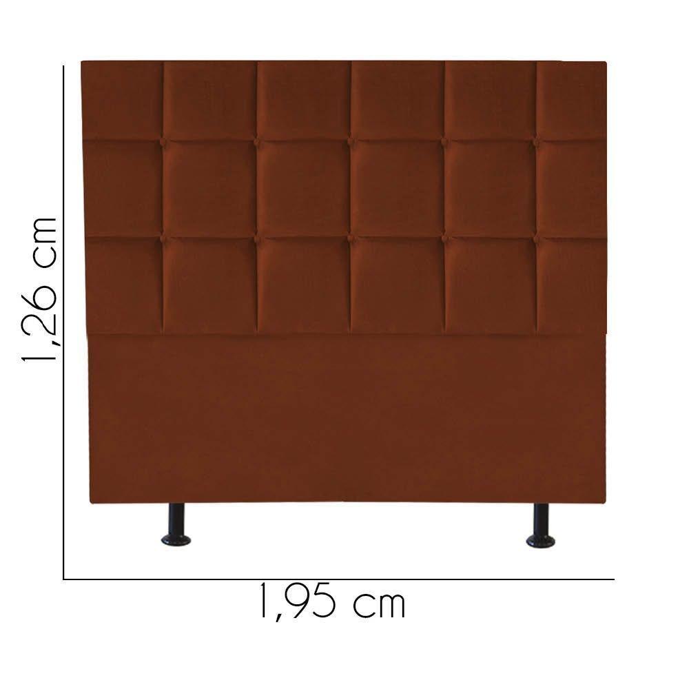Cabeceira Estofada Cama Box Casal King 195cm Espanha Suede Terra Cota- Mabe Magazine - 2