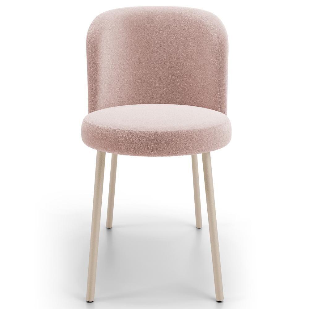 Cadeira Para Sala De Jantar Cozinha Estofada Gavi Arena L02 Bouclê Rosê - Lyam Decor - 3