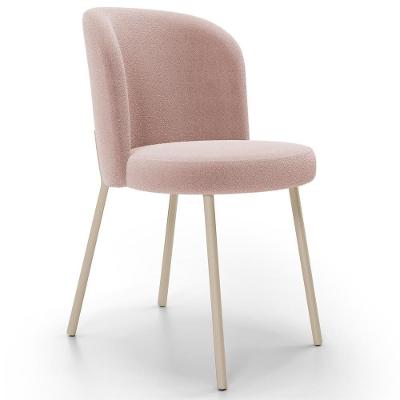 Cadeira Para Sala De Jantar Cozinha Estofada Gavi Arena L02 Bouclê Rosê - Lyam Decor