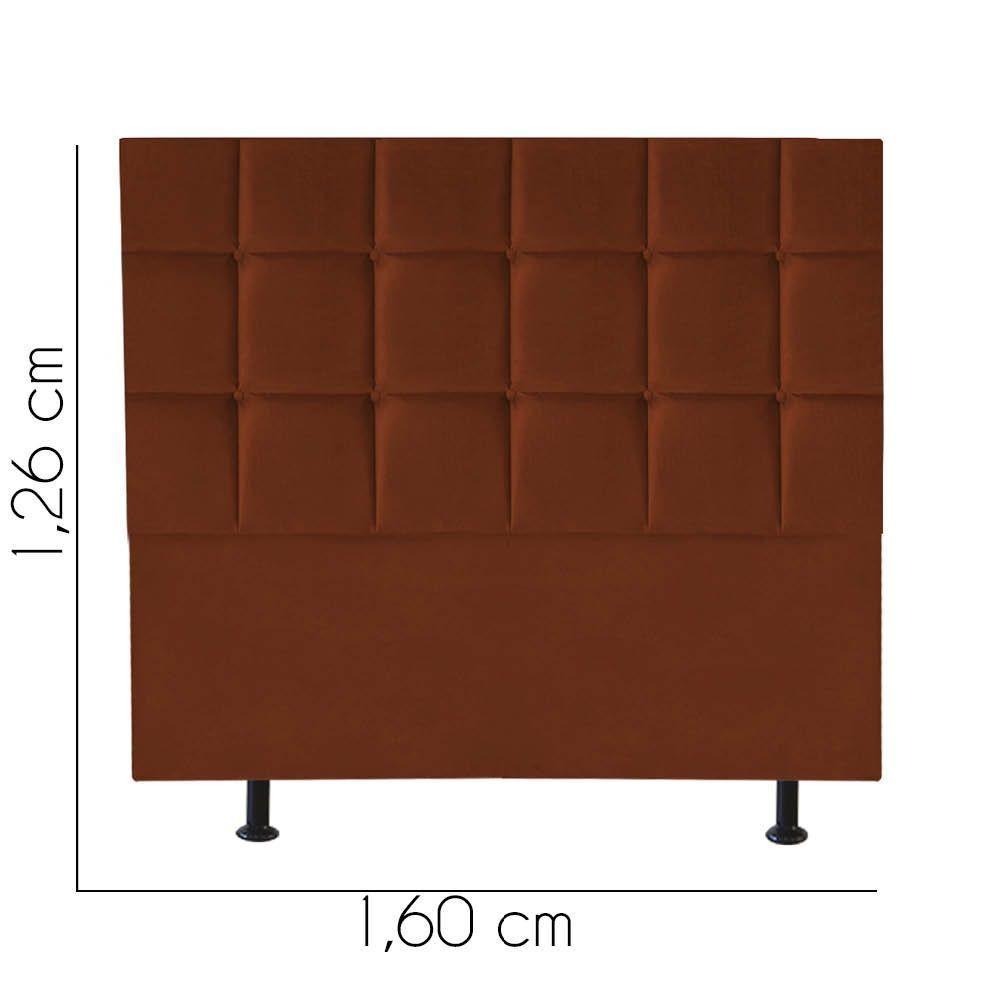 Cabeceira Estofada Cama Box Casal Queen 160cm Espanha Suede Terra Cota- Mabe Magazine - 2