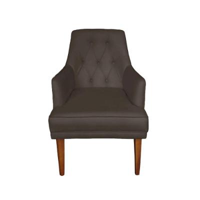Cadeira Poltrona Decorativa Paris Sala De Jantar Recepção Retro Com Braça Suede Marrom Lar Móveis E Decoração