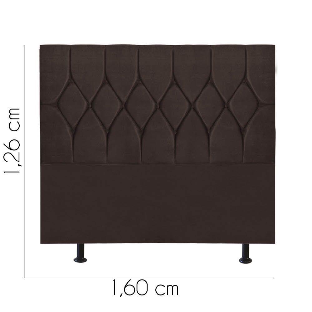 Cabeceira Estofada Cama Box Queen 160cm Istambul Suede Marrom- Mabe Magazine - 3
