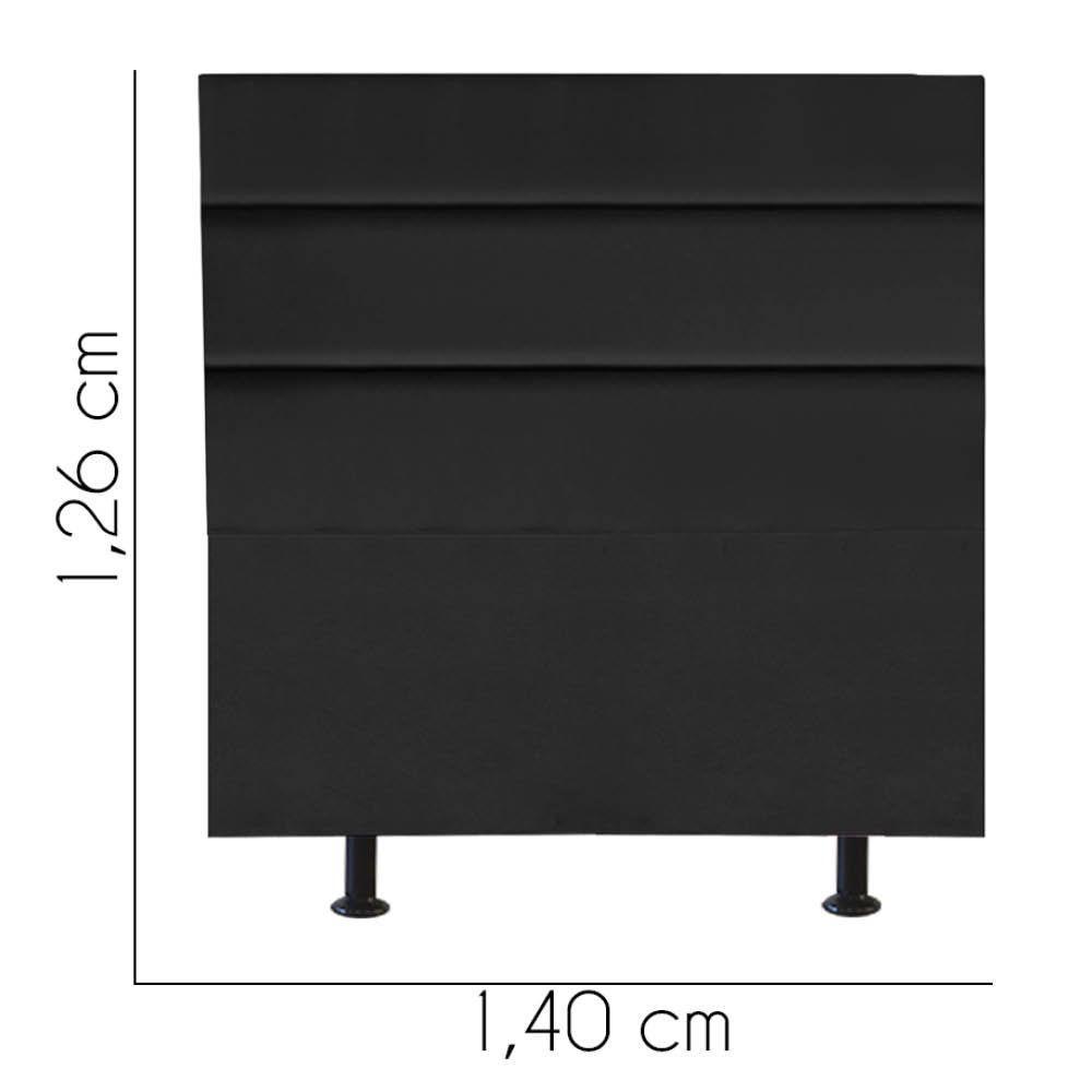 Cabeceira Estofada Cama Box Casal 140cm Argentina Corino Preto- Mabe Magazine - 3