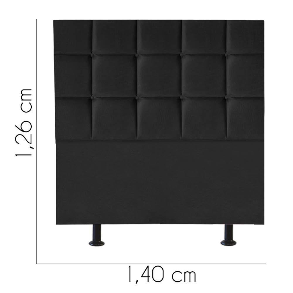 Cabeceira Estofada Cama Box Casal 140cm Espanha Corino Preto- Mabe Magazine - 2